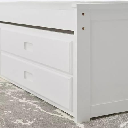 سرير فردي مع سرير إضافي مخفي ودرج خشب ابيض - من كورفي