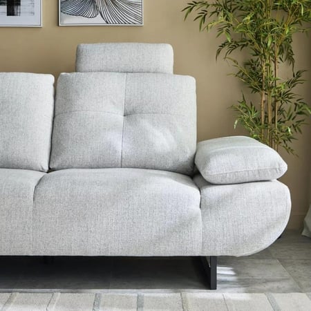 كنبة زاوية زين  يسار قماش لون كريمي  بظهر قابل للتعديل بارجل معدنية