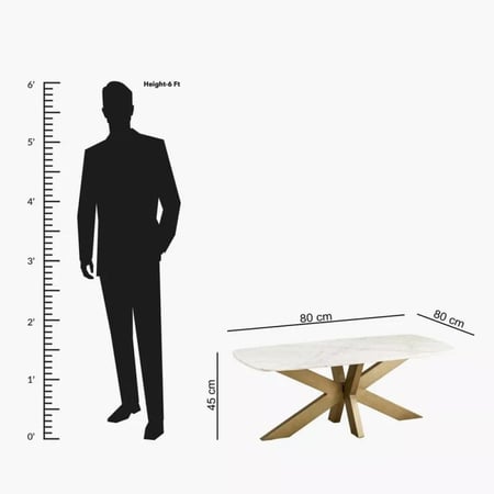 طاولة قهوة فورلينا بسطح رخام ابيض و ارجل معدن ذهبي