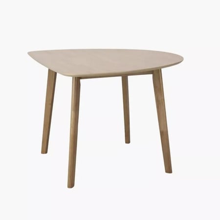 طقم طاولة سفرة خشب مطّاط بيج مع 3 كراسي قماش رمادي فاتح - من زورڤينا