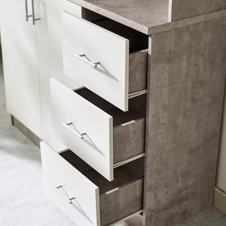 ركن قهوة دوراتا 5 أبواب و 3 ادراج و 7 رفوف خشب هندسي ابيض