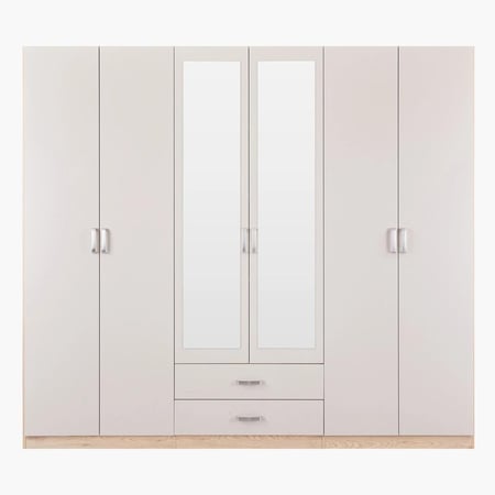 دولاب ملابس لازيو 6 أبواب مع أدراج و مرايا مقاس  243x60x216 سم