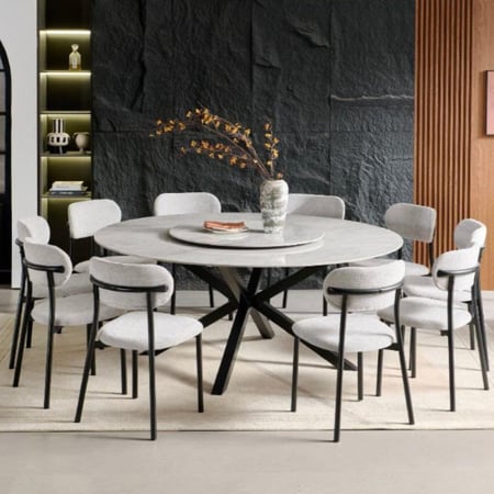 طاولة طعام 10 كراسي سيراميك دائرية - لورا