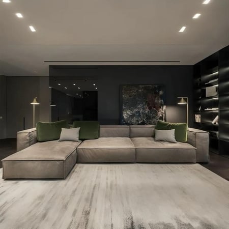 كنبة زاوية مافيلا على شكل حرف L قماش شانيل فاخر