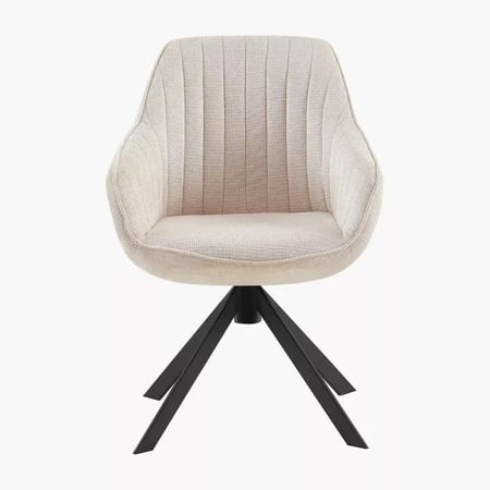 طقم طاولة شاي ليفيا مقعدين قماش بيج بأرجل معدن اسود مع طاولة من الحجر الملبد