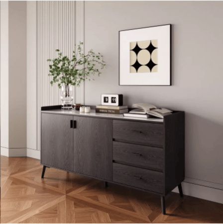 كونسول مارويل بسطح من الحجر الملبد ببابين و3 أدراج مقاس 150x80x45 سم