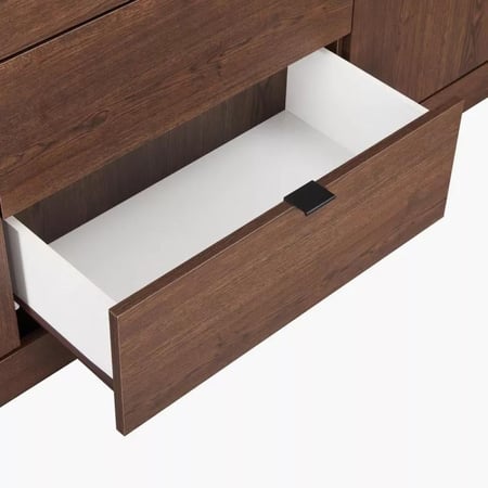 خزانة بوفيه جانبية ديليزيا ببابين و3 أدراج من خشب هندسي بني