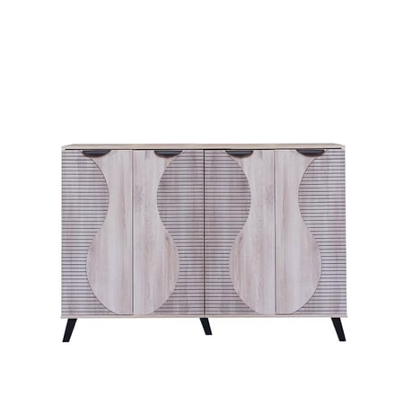 خزانة احذية 4 أبواب 2 اقسام 5 أدوار - صناعة ماليزي - لون خشبي -160×35×110 سم