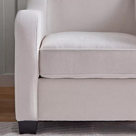 كرسي فيلورا  بمساند ذراعين مع وسادتين احجام مختلفة قماش لون كريمي بارجل خشب زان