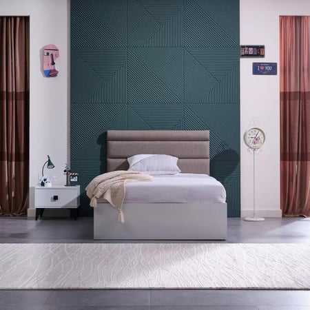 سرير توين ذكي بلوح رأسي منجد من كورفاني - 120x200 سم