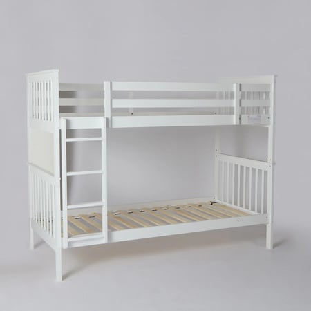 سرير فردي بطابقين من هامبتون معدن باللون الابيض مقاس 90x200 سم