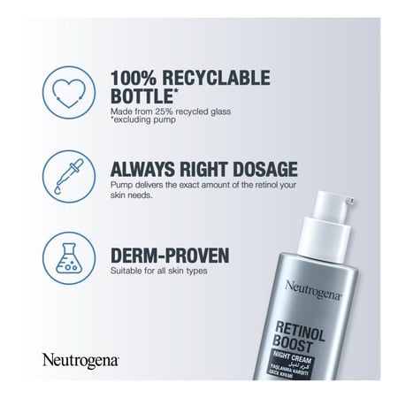 نيوتروجينا ريتنول بوست كريم ليلي – مضاد لتجاعيد البشرة وتجديدها أثناء النوم | 50 مل