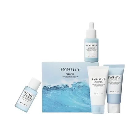 سكين1004 مجموعه العنايه بالبشره 4 قطعة مدغشقر سينتيلا هيالو-سيكا للسفر لتهدئه وترطيب البشره