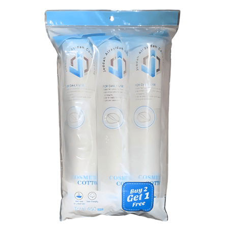 قطن عضوي دائري ناعم للوجه – 450 قطعة | مثالي لإزالة المكياج والعناية اليومية بالبشرة