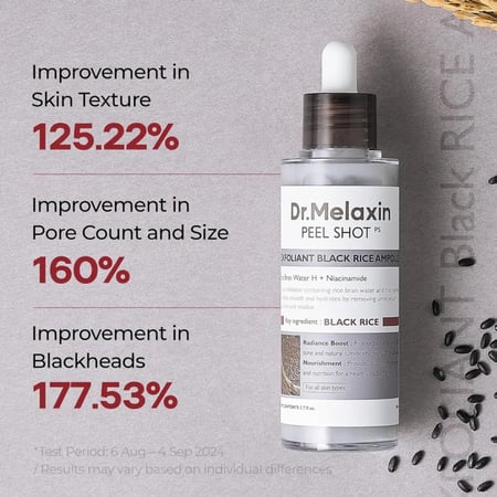 امبولة الأرز الأسود من دكتور ميلاكسين المقشرة للبشرة لازالة الرؤوس السوداء