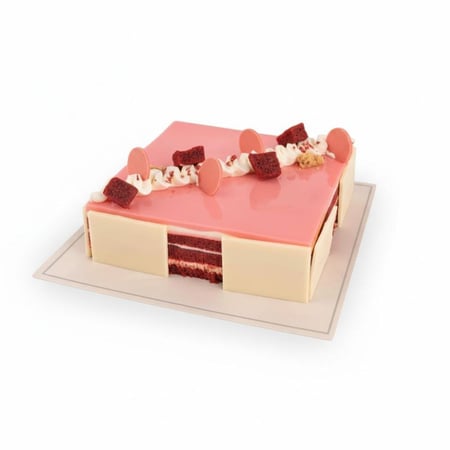 كيكة ريد فلفت فاخرة سبونج ريد فلفت مع كرانشي راسبري وموس فانيلا وحشوة