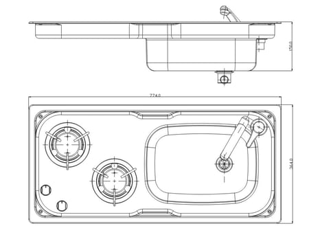 مجلى مع شعلتين سطح متحرك