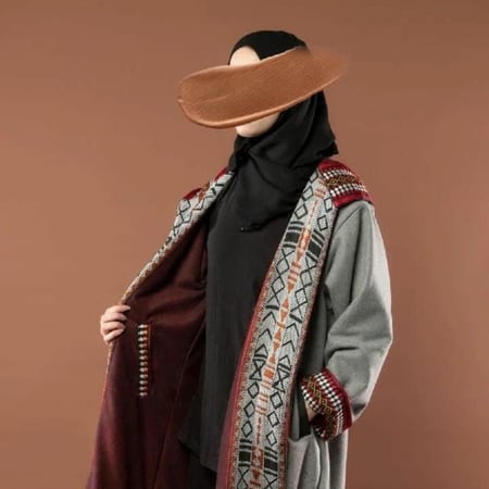 فروه شتويه نسائيه بني مع احمر من بصمة