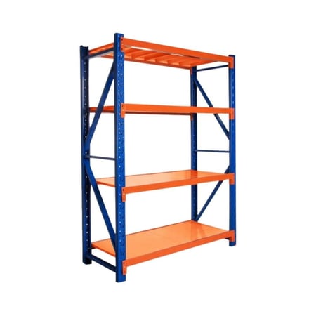 رفوف تخزين حديد بلون أزرق وبرتقالي للتخزين الثقيل