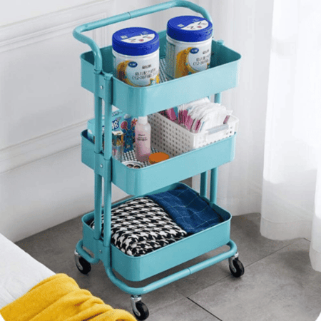 عربة منظمة بثلاث طبقات بلون اخضر