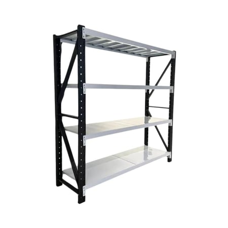 رفوف تخزين حديد بلون أبيض وأسود للتحميل الثقيل