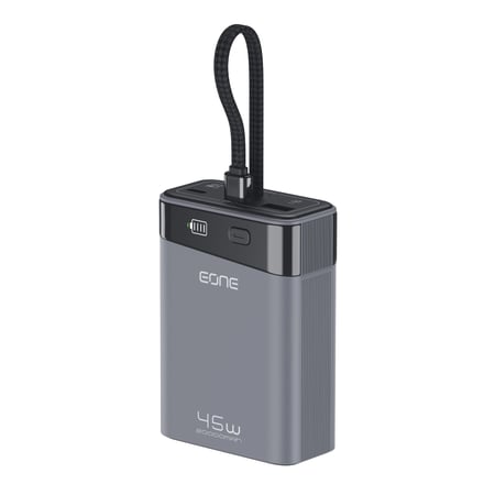 إي ون باور بنك  GLANT سعة 20000mAh  بقوة 45 واط مع كيبل مدمج وقوة 45 واط - تتيتانيوم