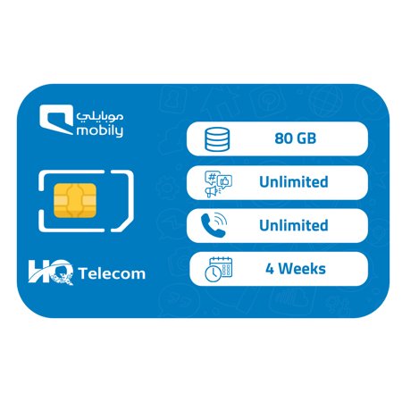 موبايلي 180 شريحة إتصال وبيانات مسبقة الدفع | 4 أسابيع