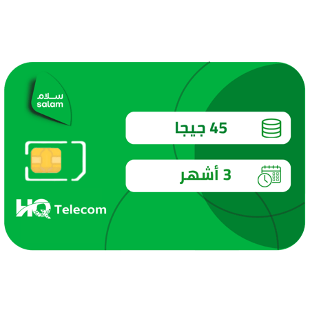 سلام شريحة بيانات 45 جيجا مسبقة الدفع | 3 أشهر