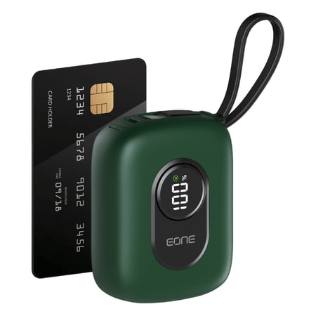 إي ون باور بنك  Tiny سعة 10000mAh  بقوة 22.5 واط شاشة ديجيتال وكيابل مدمجة - أخضر