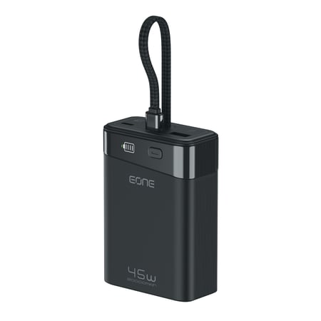 إي ون باور بنك  GLANT سعة 20000mAh  بقوة 45 واط مع كيبل مدمج وقوة 45 واط - أسود