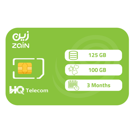 زين شريحة بيانات 125 جيجا مسبقة الدفع | 3 أشهر