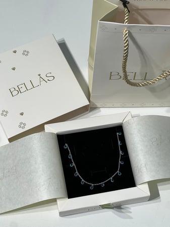 سلسال الدمعه فضة عيار 925 لون سماوي