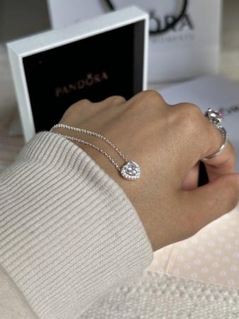 سلسال فضه عيار 925 باندورا PANDORA فضي كرستالة ابيض