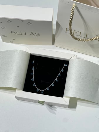 سلسال الدمعه فضة عيار 925 لون سماوي