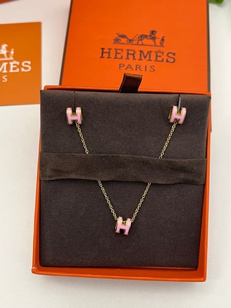 سلسال HERMES صغير معدن ذهبي - وردي