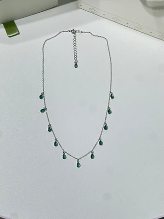 سلسال الدمعه فضة عيار 925 لون أخظر