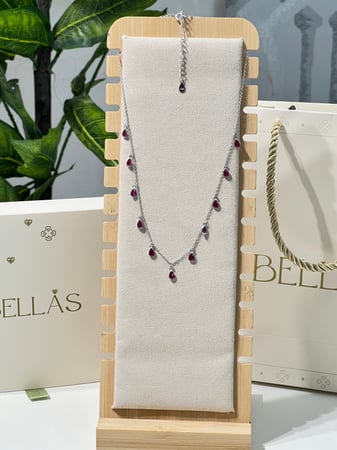 سلسال الدمعه فضة عيار 925 لون أحمر