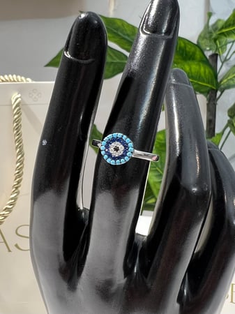 خاتم  شكل عين  فضة عيار 925 لون