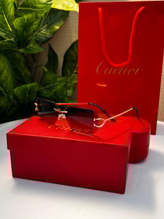 نظارة Cartier-  اطار ذهبي- عدسه بني مدرج