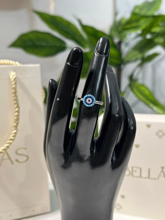 خاتم  شكل عين  فضة عيار 925 لون