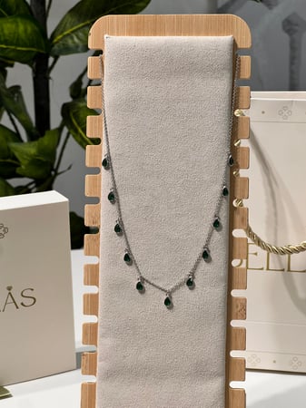 سلسال الدمعه فضة عيار 925 لون أخظر