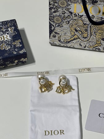 حلق Dior ذهبي حروف