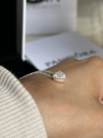 سلسال فضه عيار 925 باندورا PANDORA فضي كرستالة ابيض