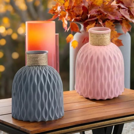 مزهرية رائعة الشكل (وردي - رمادي) قطعة واحدة