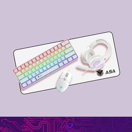 حزمة الألعاب ASA NEXTSTEP 4IN1 RGB – لوحة مفاتيح، ماوس، سماعة، وماوس باد