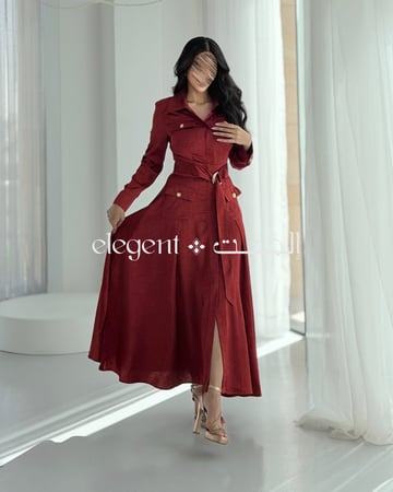 فستان أنيق بحزام خصر بتصميم رسمي نسائي