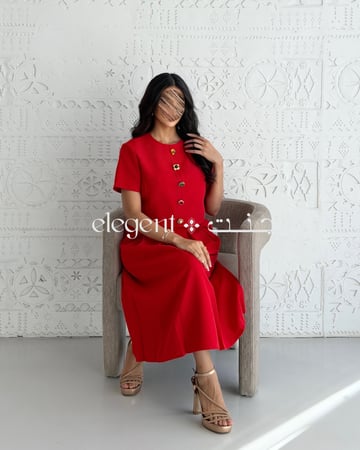 تنورة تيور حمراء بقصة انسيابية مع جيوب جانبية