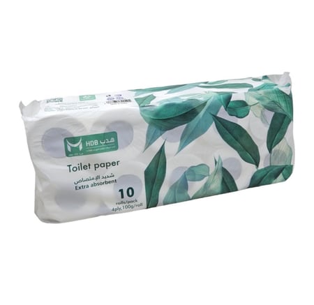 شدة مناديل هدب  ورق حمام | 10 رولات × 100 جرام  4 طبقات شديد الامتصاص
