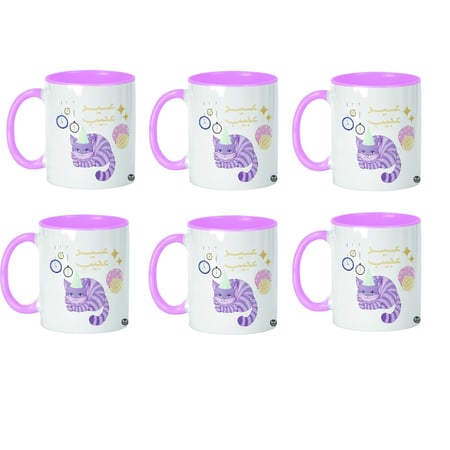 مجموعة كوب بتصميم عيد عجيب قطة - زهري