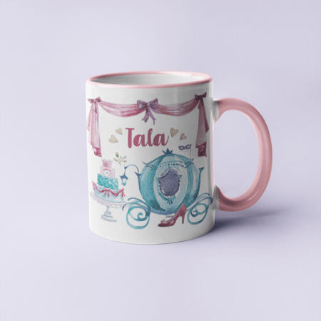 كوب عربة سندريلا مع إضافة اسم